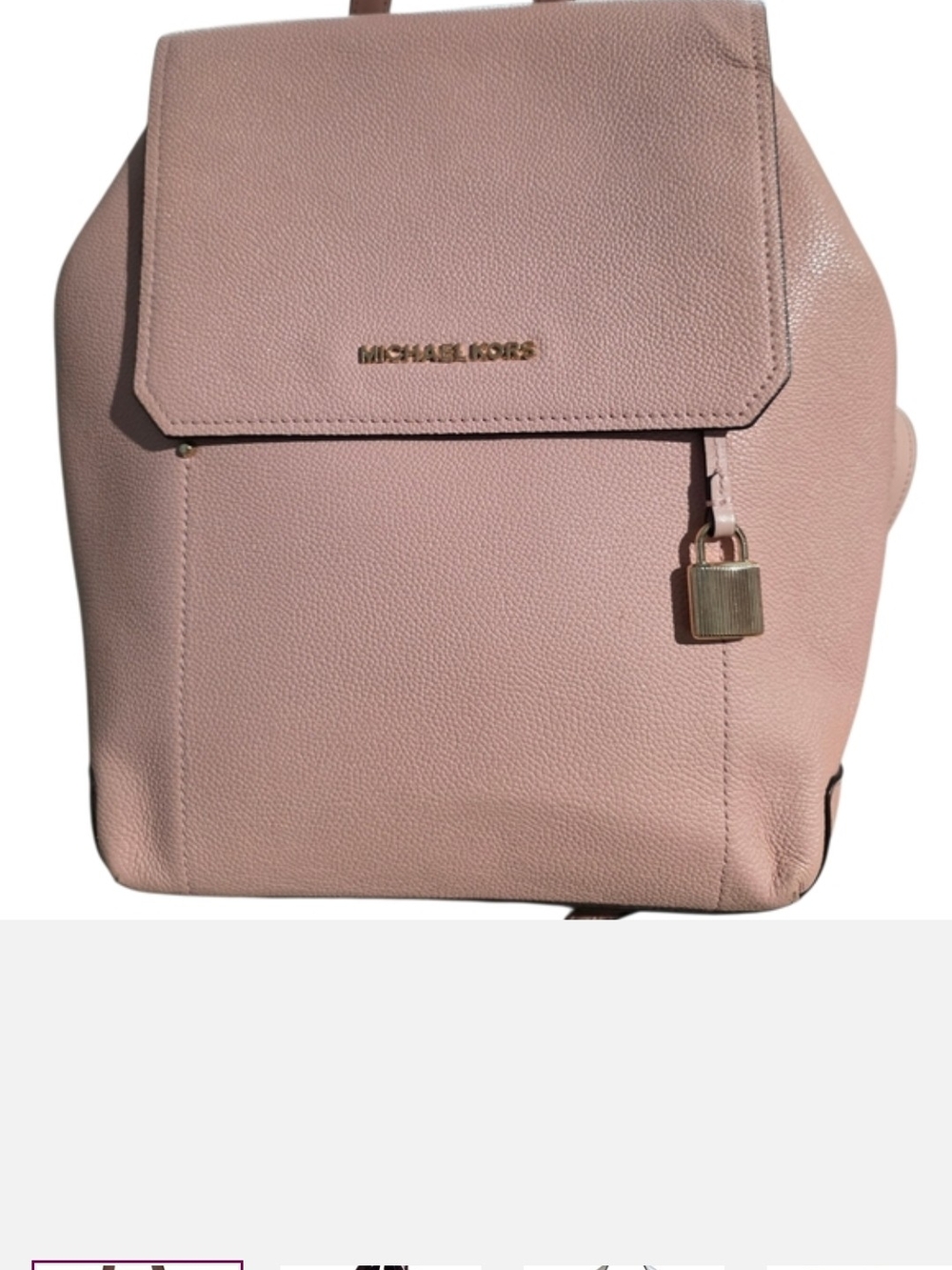 Michael Kors Blush Pink Pebbled Leather Backpack with Gold Lock